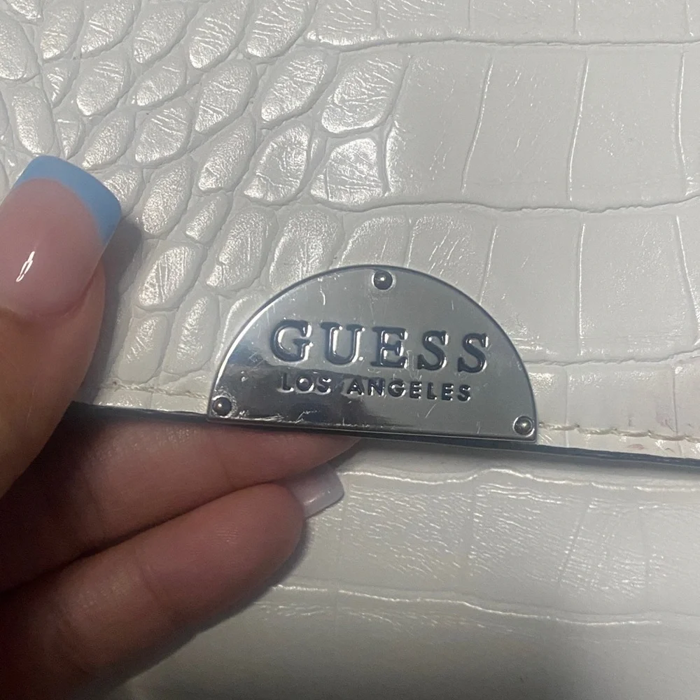Guess White Croc-Embossed Top-Handle Satchel - Picture 2 of 7